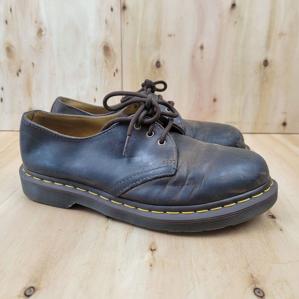 Dr. Martens Brown Leather Eye Lace Up Low Oxfords AW004  Mens 7 Wmns 8 READ!